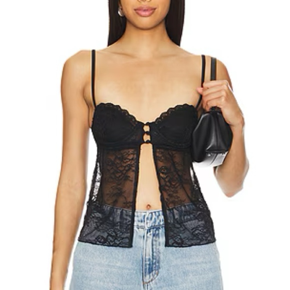 NWT REVOLVE Black Lace cami Top